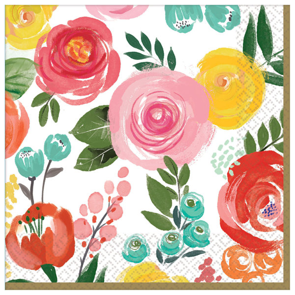 Amscan Bright Floral Paper Disposable Napkin Wayfair